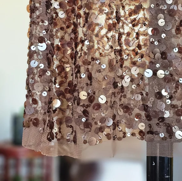 Arden B Y2K Brown Sequin Mini Dress - Picture 3 of 5
